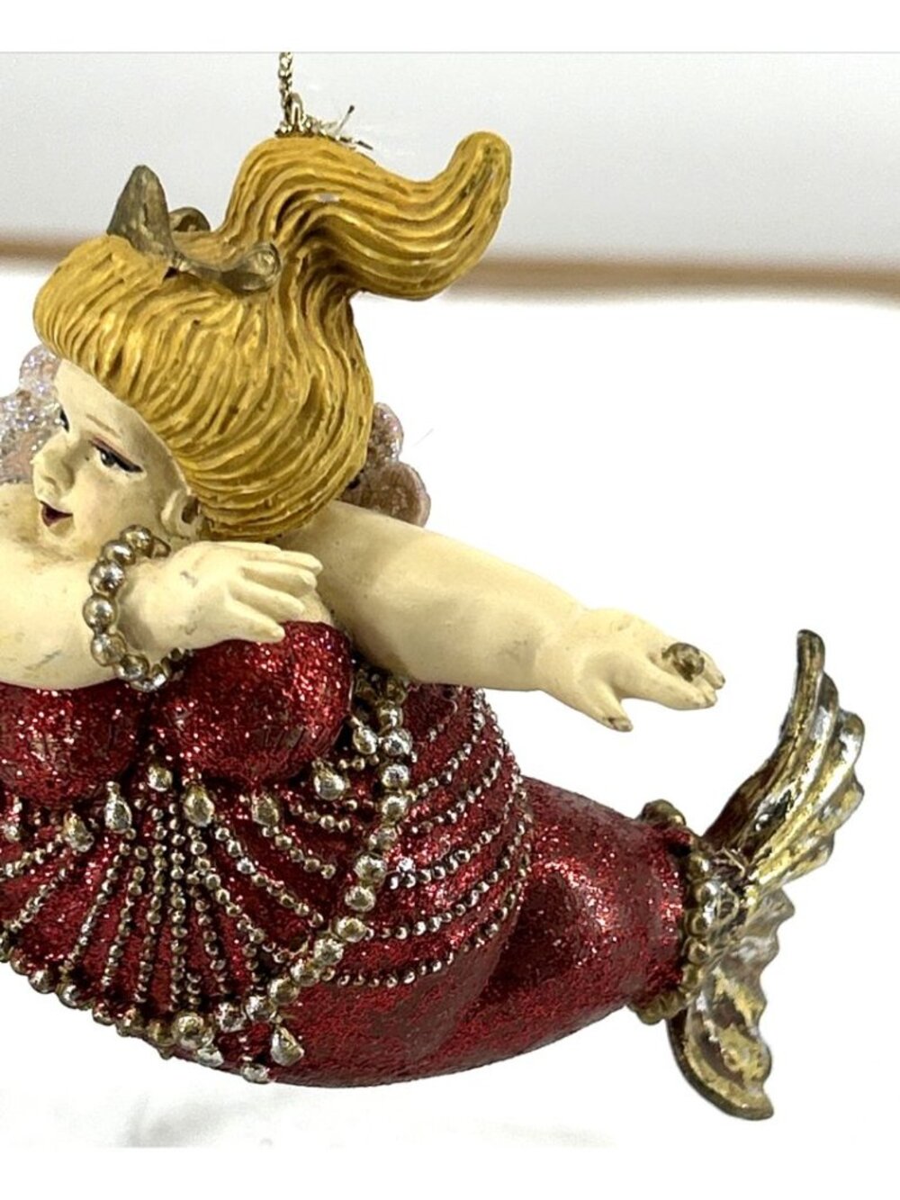 Katherine’s Collection Mermaid 3.75" Christmas Ornament Red Dress Gold Curvy - Picture 3 of 8